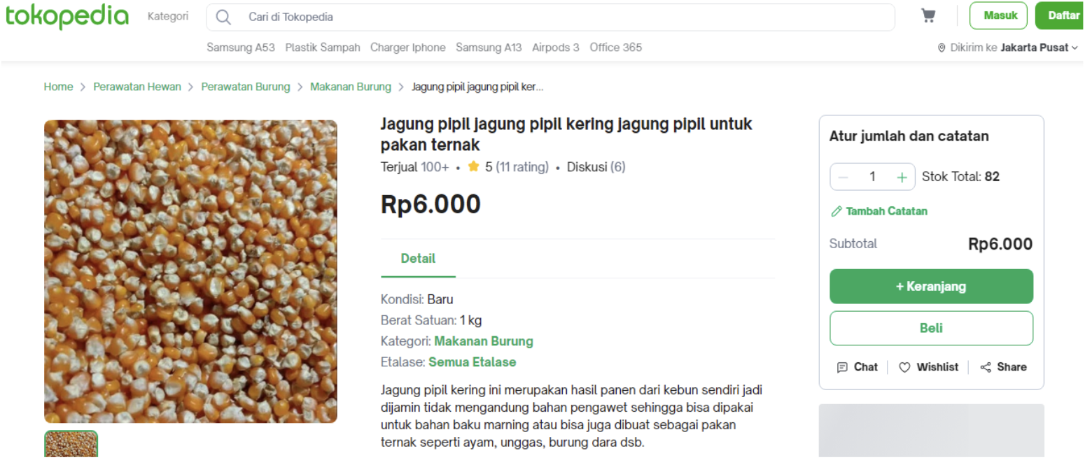 Pemasaran produk biji jagung di market place